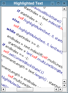A Graphics View-based syntax highlighter
