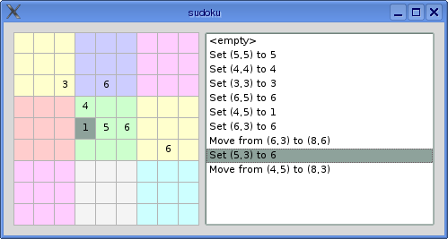 The Sudoku game with undo/redo