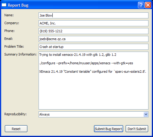 The dialog in Windows XP